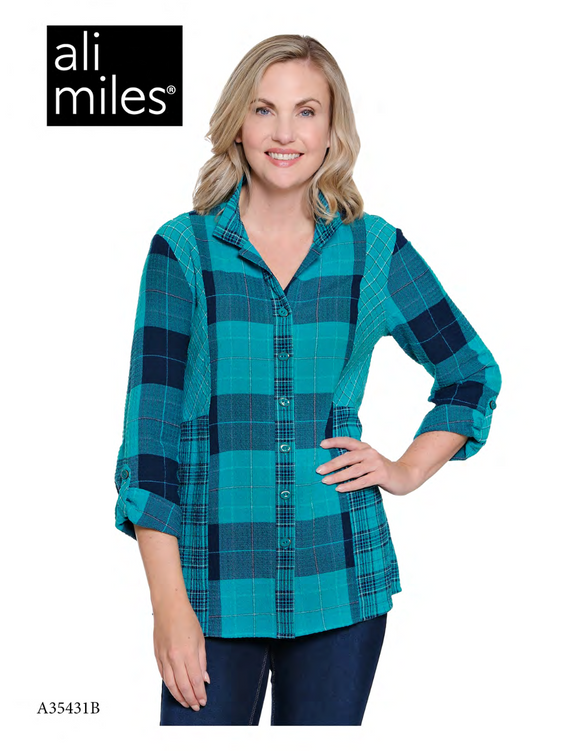Ali Miles Knit Button Front Tunic - A35431BM - 965-PLDMLT