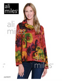 Ali Miles Textured Brush Knit Pop-Over Tunic - A45503TM - 952-FLRMLT