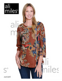 Ali Miles Knit Printed Pop-Over Tunic - A45520TM - 952-FLRMLT