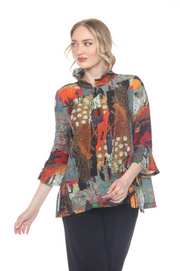 Moonlight Artistic Crinkle Fabric Wire Collar Jacket - 4106
