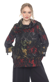MOONLIGHT Textured Abstract Cowl Neck Tunic - 4083