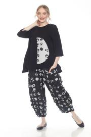 MOONLIGHT Half Moon Bubble Pattern Top - 4117 - BLACK/SILVER