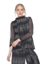MOONLIGHT Sleeveless Abstract Mixed Media Top - 4201