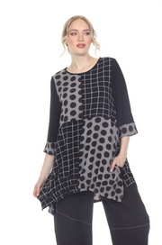 Moonlight Grid and Polka Dot Top - 2926