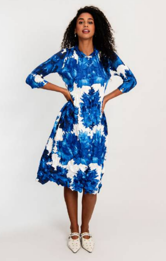 Alquema 3/4 Sleeve Smash Pocket  Dress - BLUE QUARTS