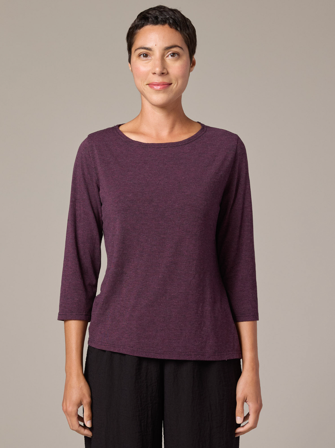 CUT LOOSE Char Jersey 3/4 Sleeve Boatneck Top - 6625060