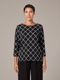 CUT LOOSE Diamond 3/4 Sleeve Boatneck Top - 6815060