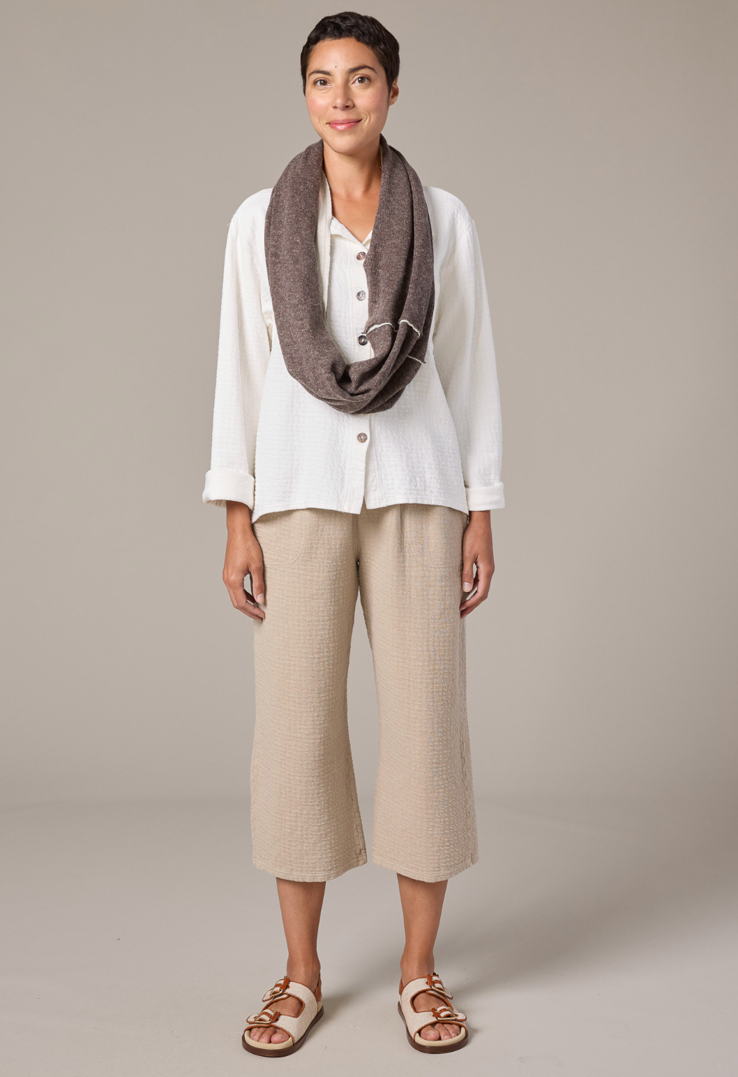 CUT LOOSE Wool Blend Double Cloth Infinity Scarf - 3684111