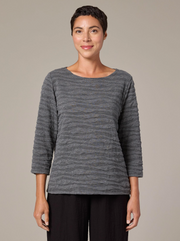 CUT LOOSE Char Knit 3/4 Sleeve Boatneck Top - 6945060