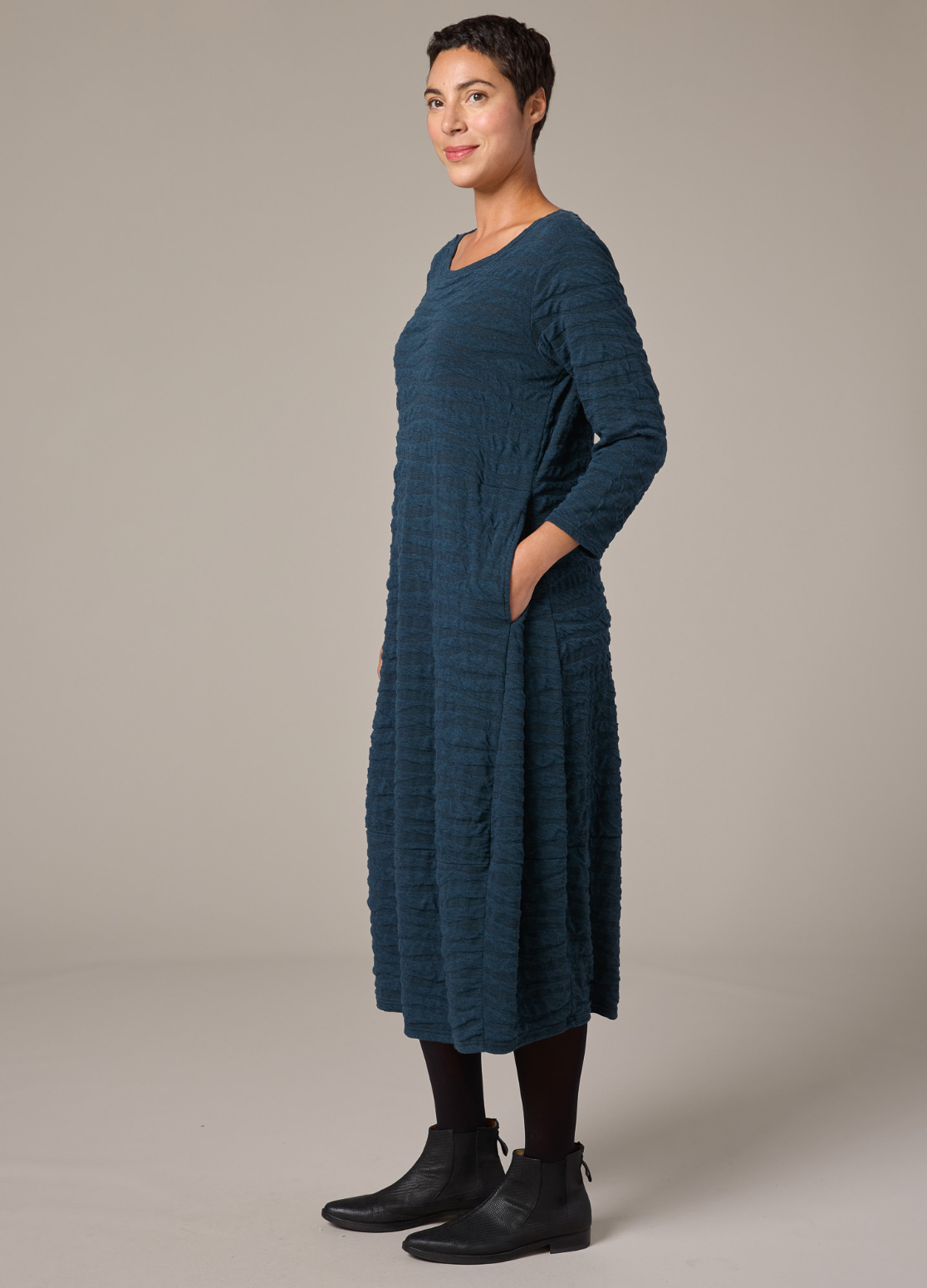 CUT LOOSE Char Knit 3/4 Sleeve Dress - 6941654