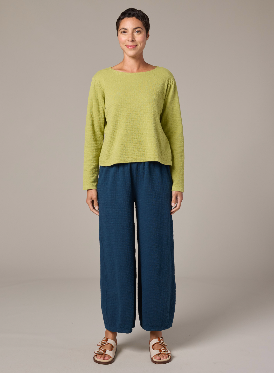 CUT LOOSE Pucker Doublecloth Long Sleeve Top - 2246787