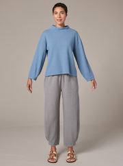 CUT LOOSE Pucker Doublecloth Mock Neck Top - 2246114
