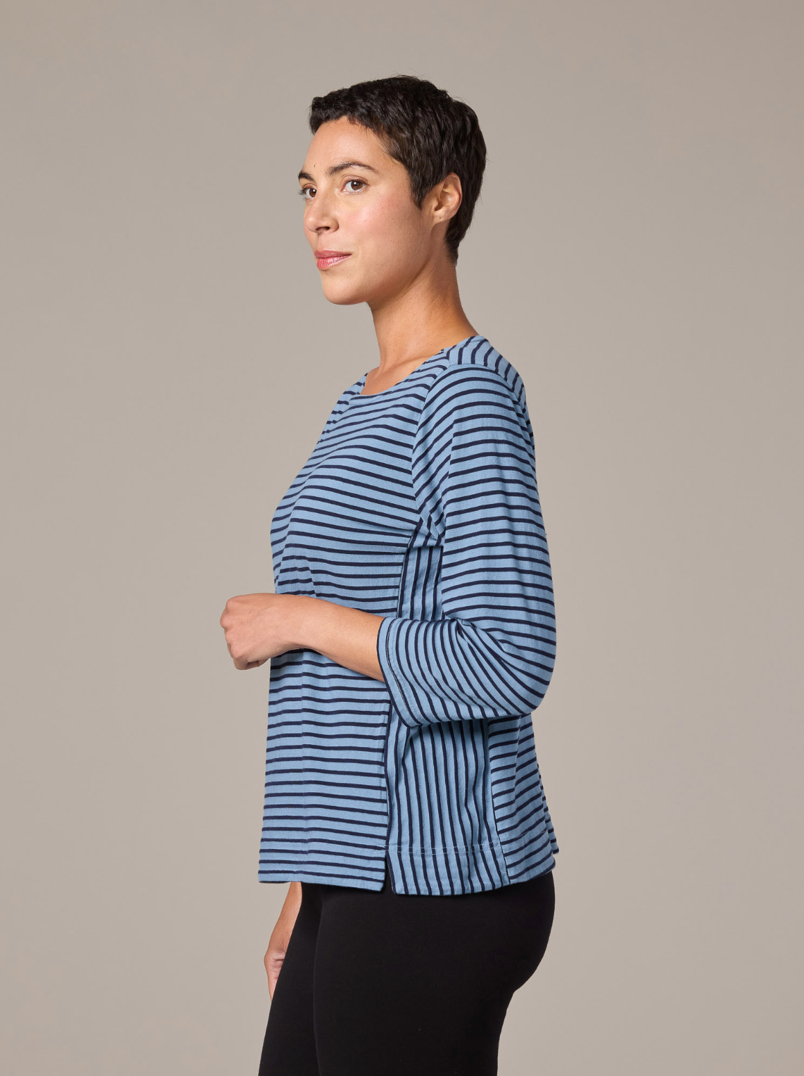 CUT LOOSE Navy/White Stripe Side Panel Top - 0987874