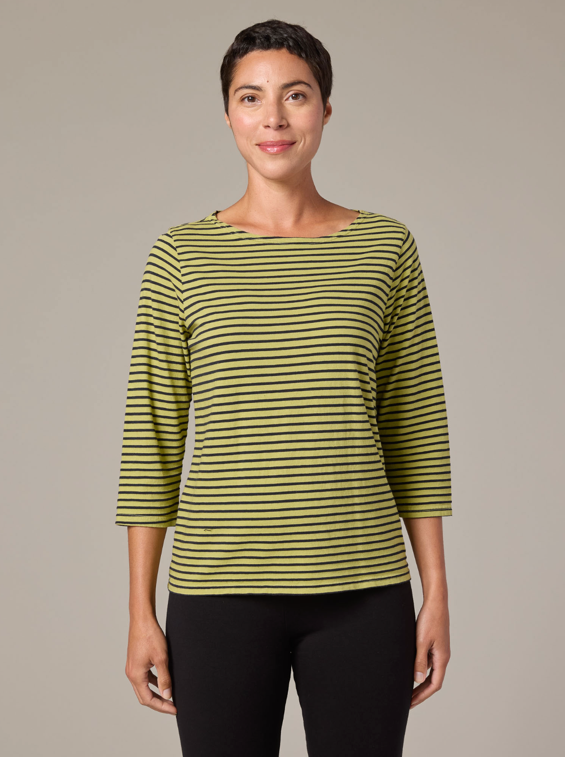 CUT LOOSE Navy/White Stripe 3/4 Sleeve Boatneck Tee - 0985060