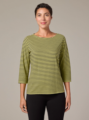 CUT LOOSE Navy/White Stripe 3/4 Sleeve Boatneck Tee - 0985060