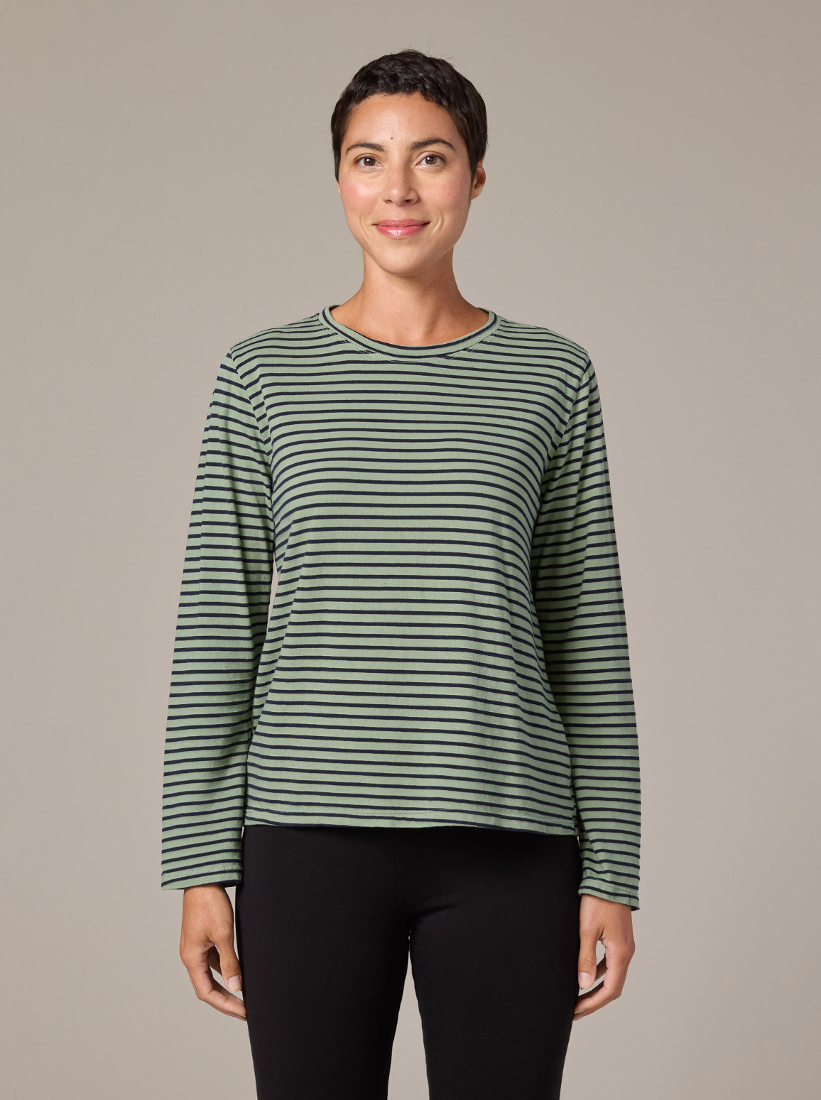 CUT LOOSE Navy/White Stripe Long Sleeve Easy Tee - 0986611
