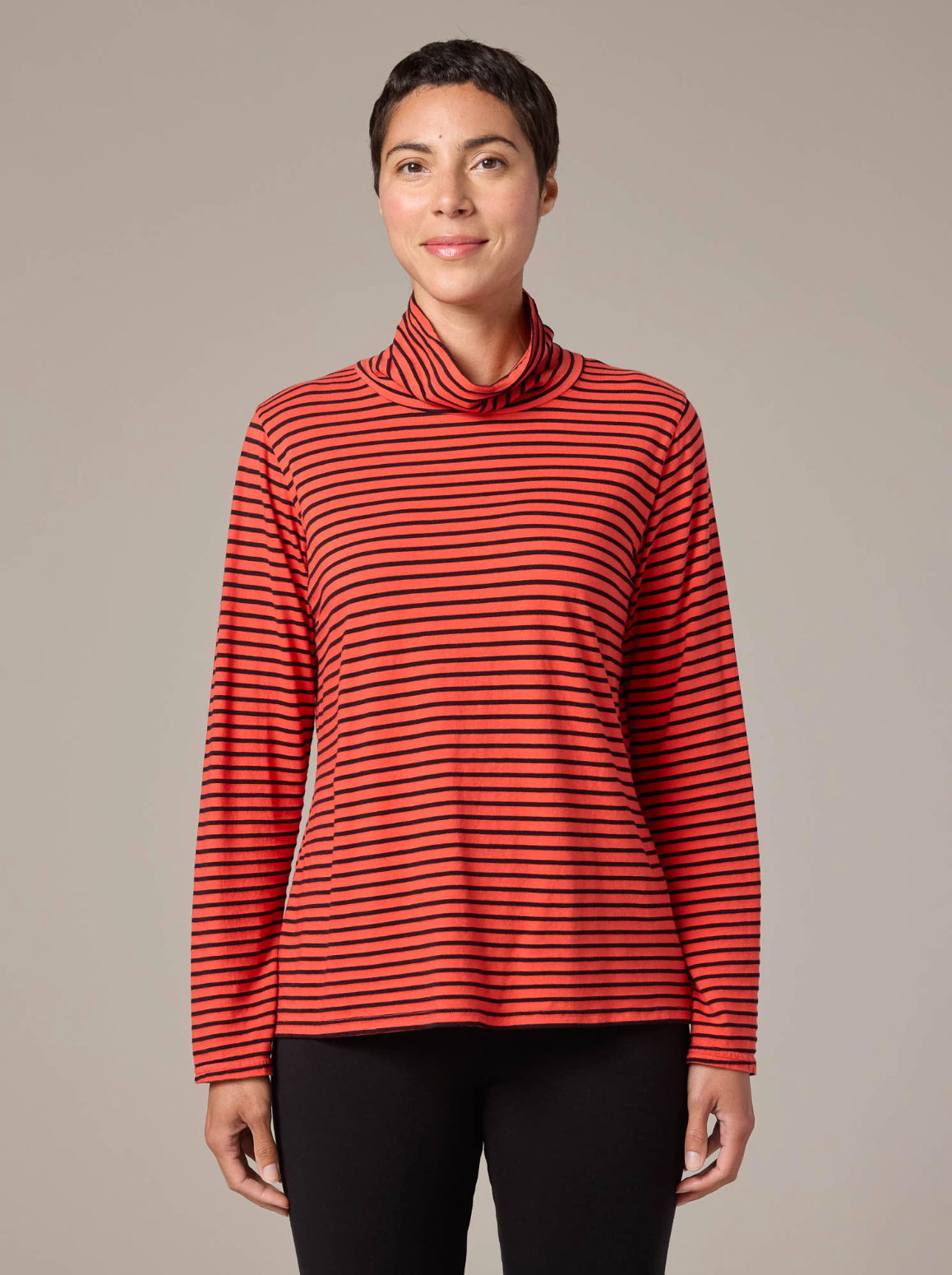 CUT LOOSE Navy/White Stripe Long Sleeve Turtle Neck - 0987099
