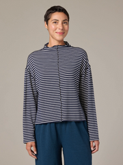 CUT LOOSE Navy Stripe Fleece Funnel Pullover - 7046517