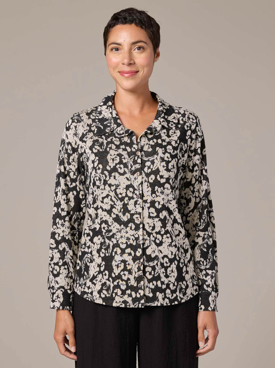 CUT LOOSE Floral Jacquard Fitted Shirt - 6727649