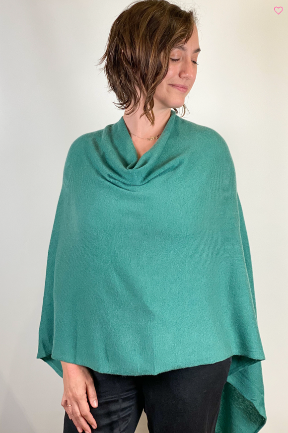 Dolma Cashmere Poncho - JADE
