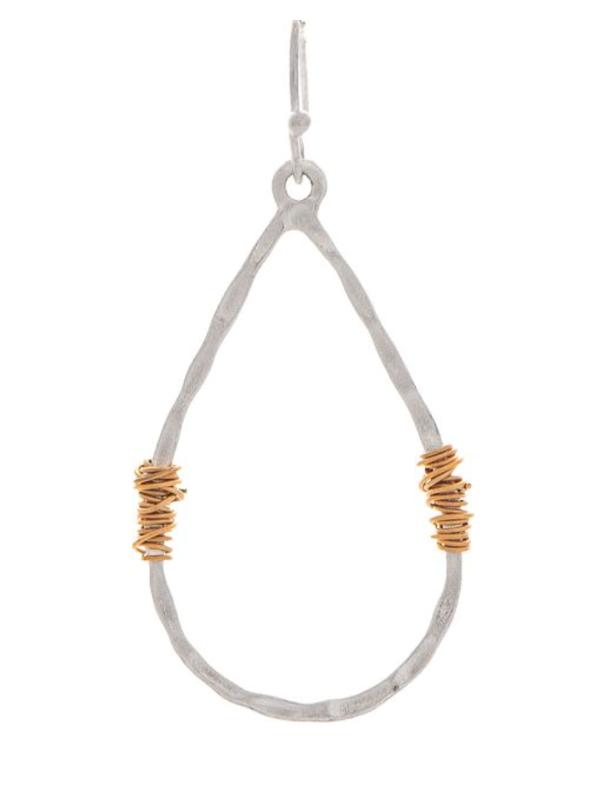 RAIN Two Tone Wire Wrap Teardrop Earring