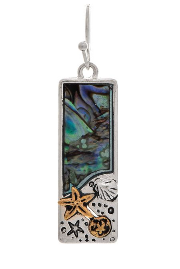 RAIN Starfish Abalone Shell Mosaic Bar Earring