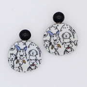 SYLCA White Decoupage Dog Earring