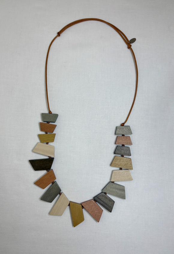SYLCA Natural Dulcie Geometric Wood Necklace