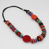 SYLCA Multi Leather Disc Paloma Necklace