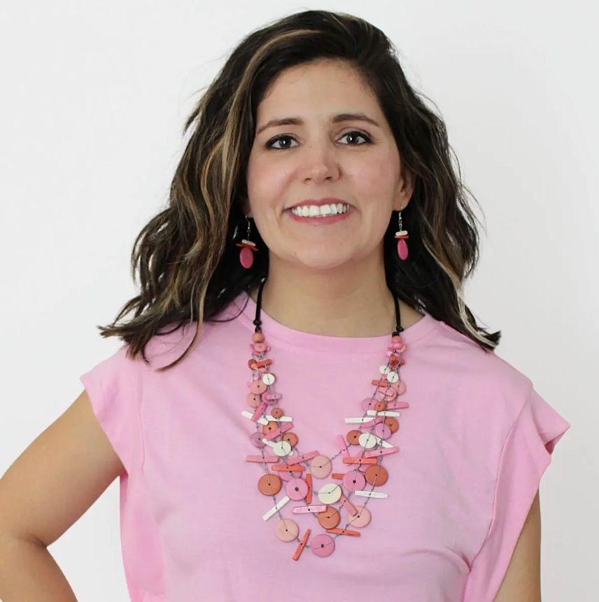 SYLCA Pink Multi Strand Orah Necklace