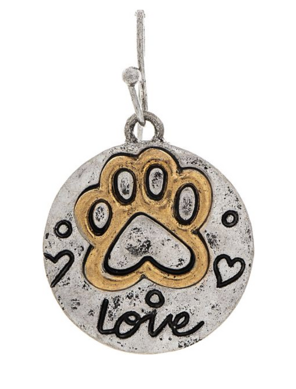 RAIN Two Tone Dog Paw Love Earring