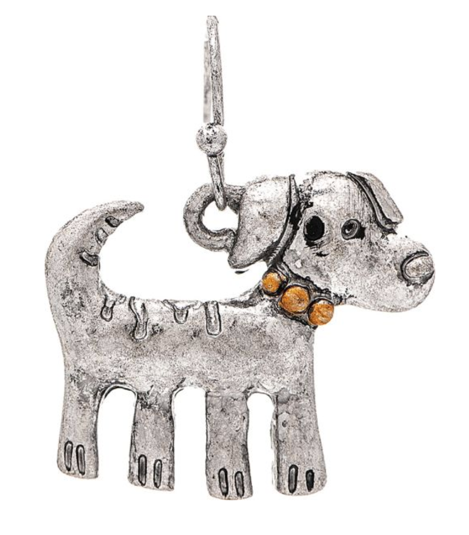 RAIN Silver Funky Engraved Dog Earring