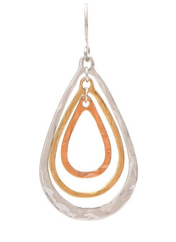 RAIN Multimetal Triple Spin Teardrop Earring