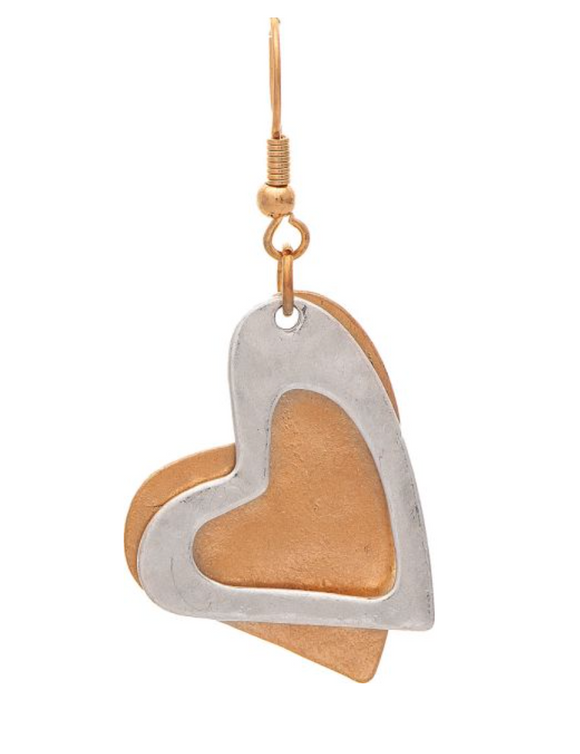 RAIN Two Tone Layered Hearts Earring