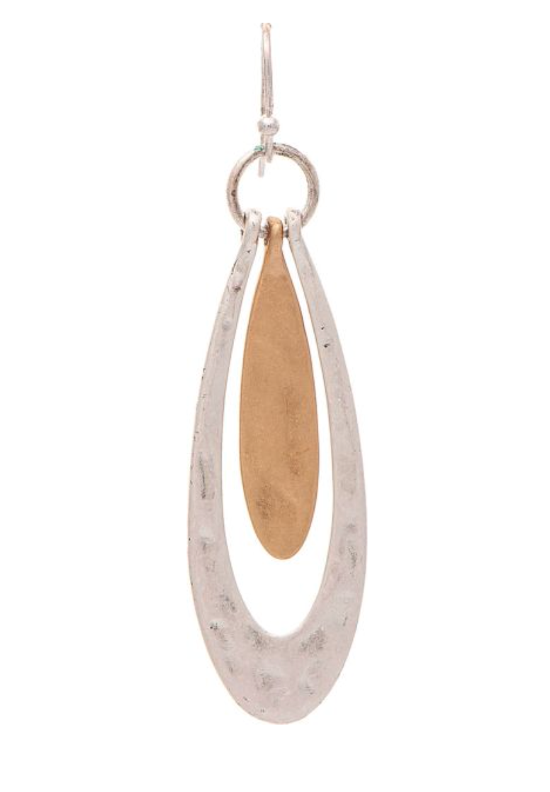 RAIN Two Tone Gold Center Oval Earring