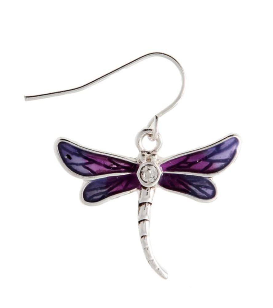 RAIN Silver Purple Dragonfly Earring
