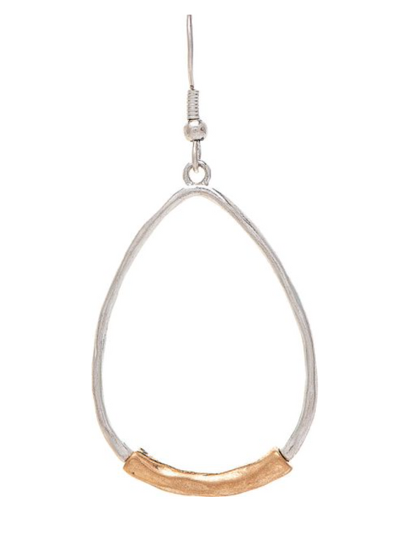 RAIN Two Tone Bar Accent Teardrop Earring