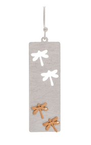 RAIN Two Tone Dragonfly Cutout Brass Earring