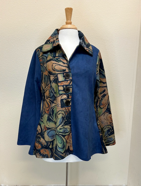 Shana Suede Mix Media Jacket - 25851 - NAVY