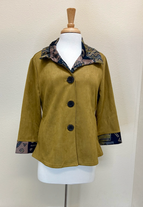 Shana Suede Short Collar Detail Jacket - 25852 - MUSTARD