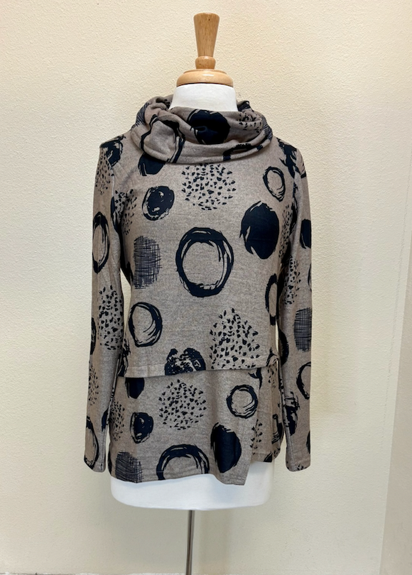 Shana Fleece Asymmetrical Cowl Neck - 25649 - KHAKI