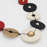 SYLCA Gold Black Red Aria Bold Circle Statement Necklace