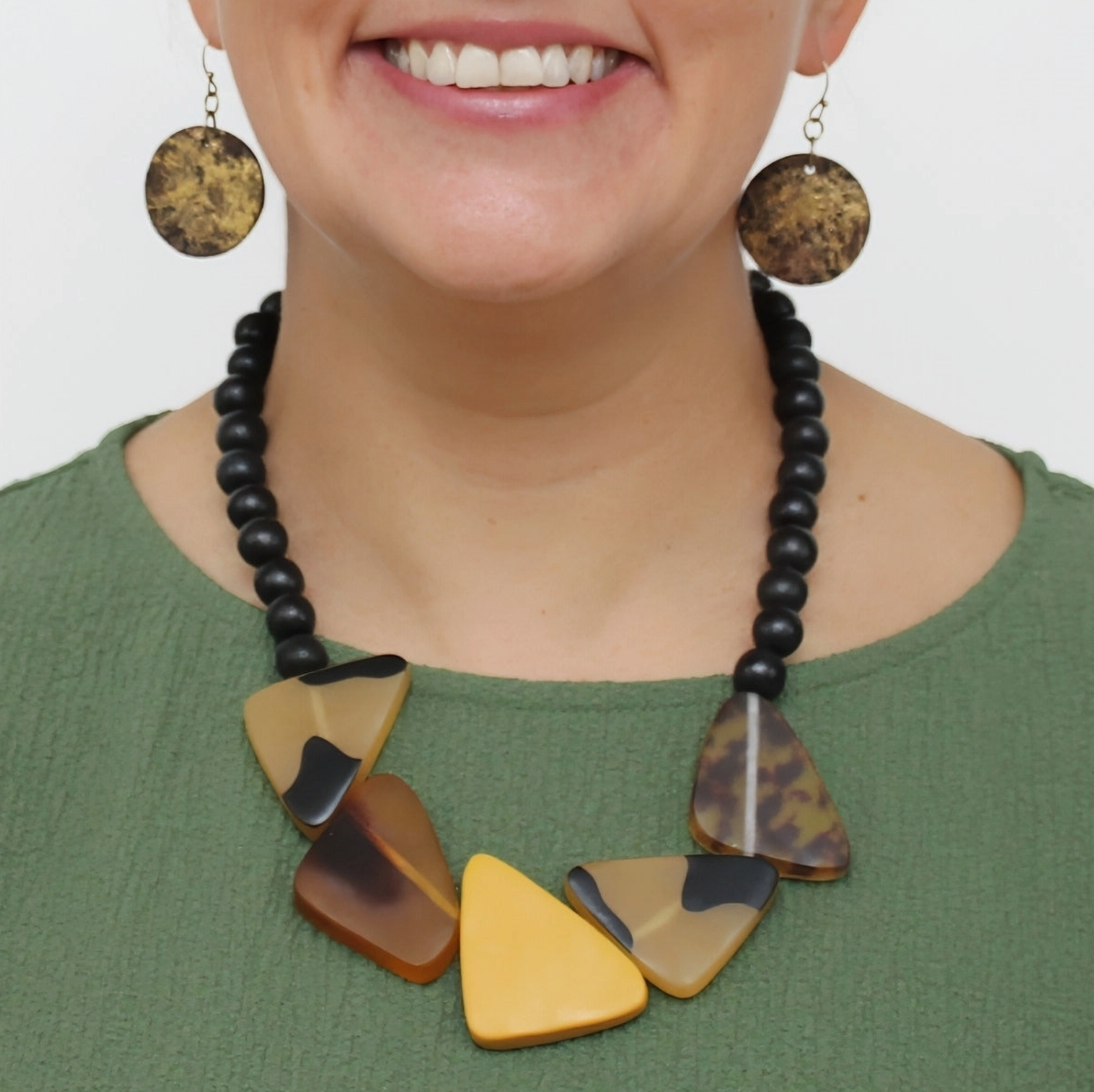 SYLCA Amber Classic Bead Statement Necklace