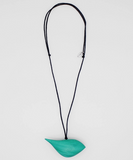 SYLCA Aqua Robin Bird Wooden Pendant Adjustable Necklace