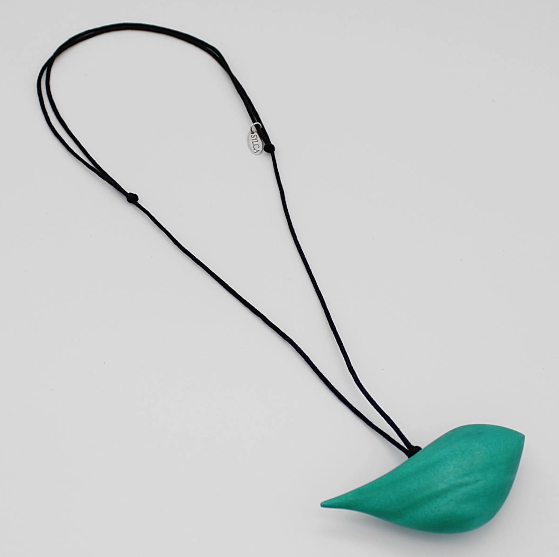 SYLCA Aqua Robin Bird Wooden Pendant Adjustable Necklace