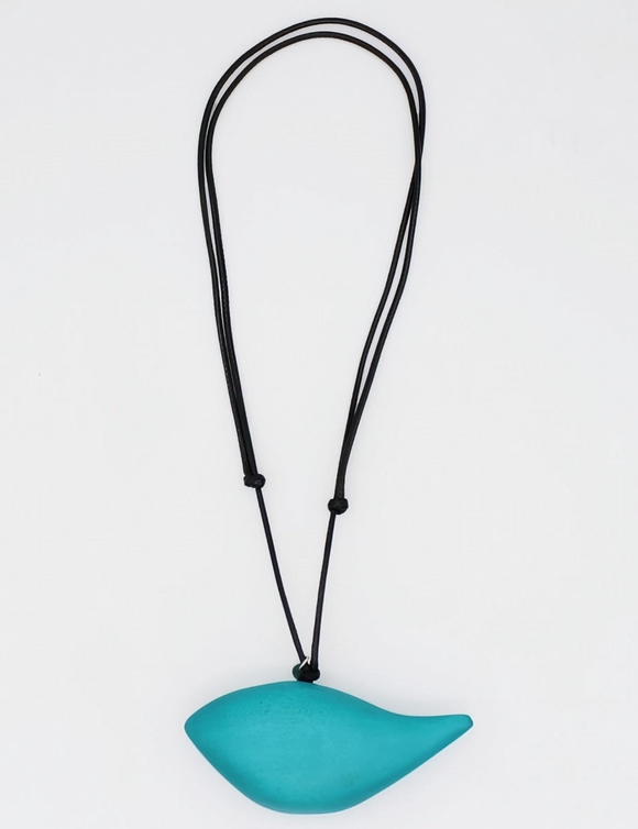 SYLCA Turquoise Robin Bird Wooden Pendant Adjustable Necklace