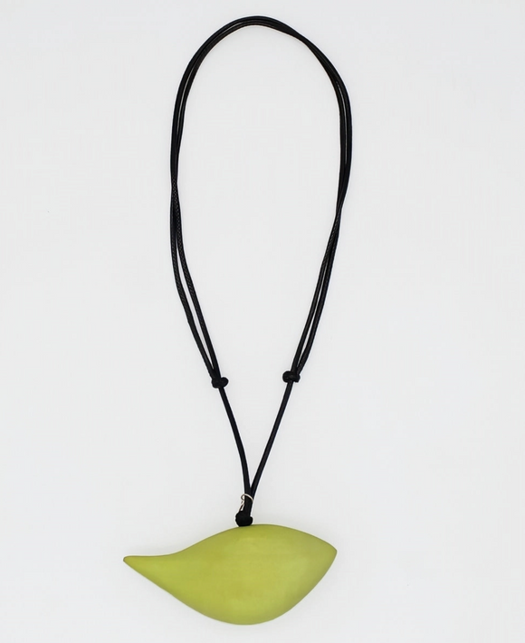 SYLCA Chartreuse Robin Bird Wooden Pendant Adjustable Necklace