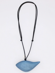 SYLCA Dusty Blue Robin Bird Wooden Pendant Adjustable Necklace