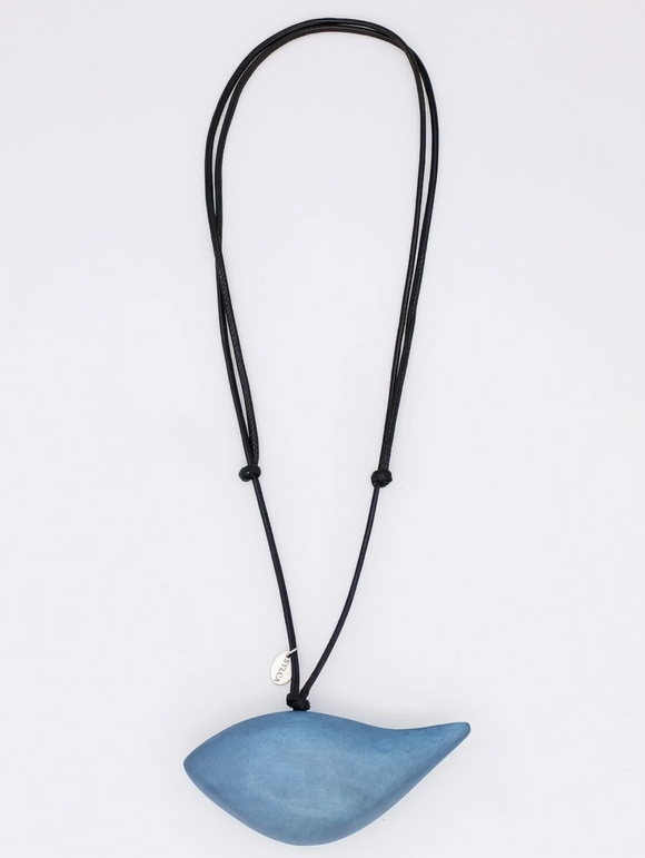SYLCA Dusty Blue Robin Bird Wooden Pendant Adjustable Necklace