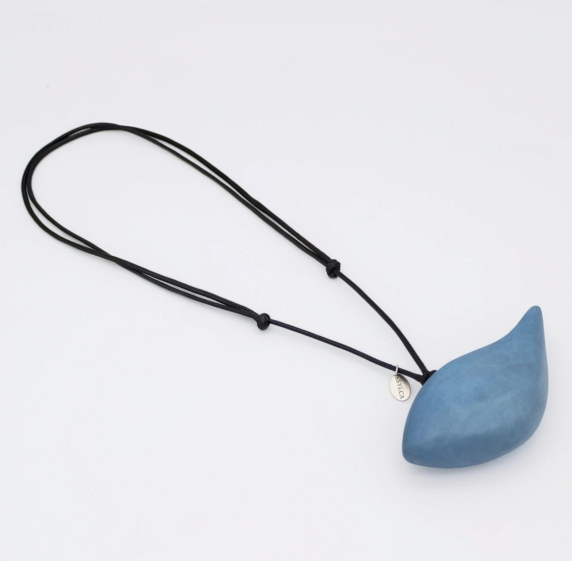 SYLCA Dusty Blue Robin Bird Wooden Pendant Adjustable Necklace